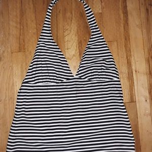 Black/white striped Old Navy tankini swim top